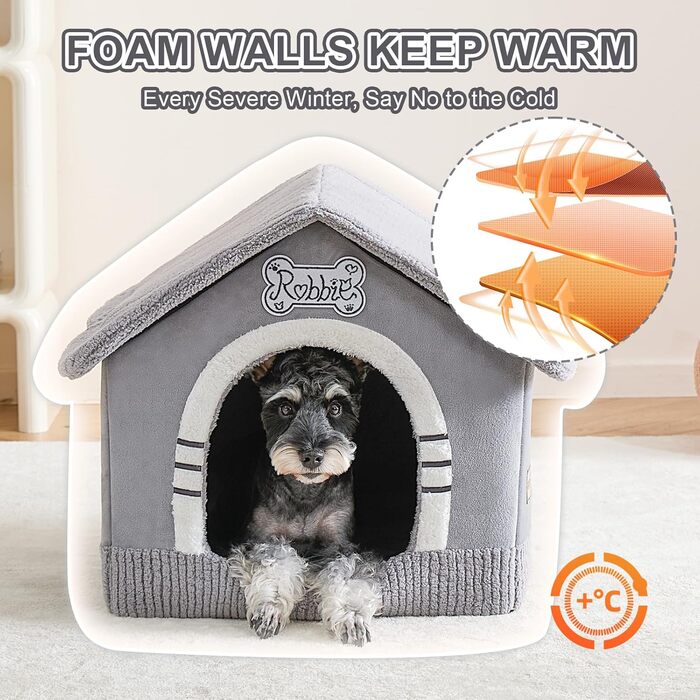 Будка для собак Jiupety, XL, 51x46x46 см, сіра - затишна лежанка для собак вагою 7-14 кг