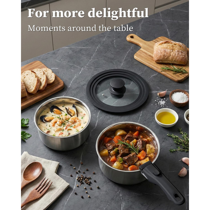 Сковорода з нержавіючої сталі Edelstahl 30 см з кришкою, індукційна, 18/10, для всіх типів плит, до 250°C, швидке нагрівання