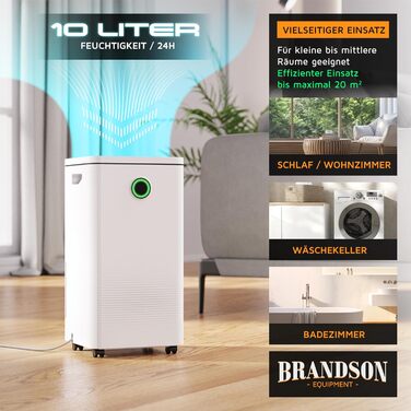 Зволожувач повітря Brandson 10L з компресором – електричний, тихий, для спальні, ванної, підвалу, без Wi-Fi