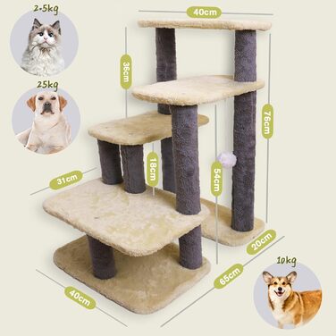 Сходинка для собак Mekidulu, 2/3/4/5 сходинок, регульована висота, сходинка для котів, для літніх котів, знімні та миючі подушки, для маленьких собак, водонепроникна