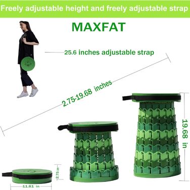 Алевмум: Телескопічний складаний стільчик з подушкою, 50см, 450кг, бамбук