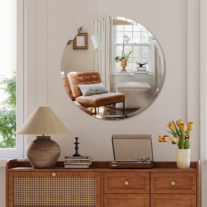 Круглий дзеркало Anyhi без рами, 40.6 см, для ванної, вітальні, спальні, з монтажем на стіну