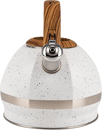 Чайник для води Induktion Karl Hausmann 3L з білого мармуру - автоматичний свисток, нержавіюча сталь, підходить для всіх типів плит