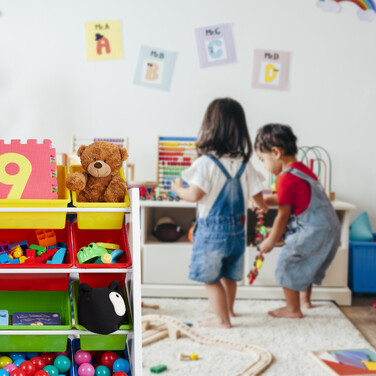 Relaxdays Children's Shelf White with Storage Boxes