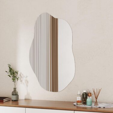 Дзеркало Boromal Spiegel чорного кольору 40x60 см з металевим обрамленням для ванної кімнати, туалетного приміщення, спальні (62 x 90 см, асиметричний стиль B)