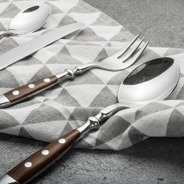 Alata 6-Piece Cutlery Set - Rustic Tableware Set Made of Stainless Steel with Brown Handles - Forged and Heavy - 30-Piece - Berlin Brown Series 30-Piece