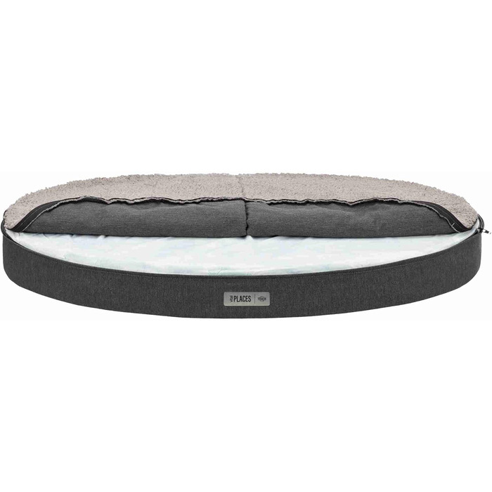 Ортопедичний лежак для собак TRIXIE 'Vital Sofa Bendson', овальний, 100 x 80 см, темно-сірий/світло-сірий