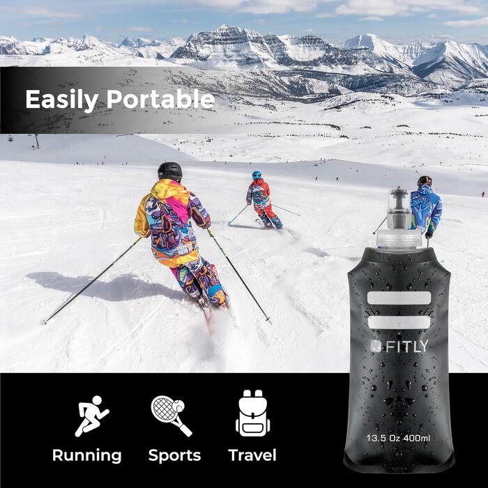 FLASKS Combo – 3 soft drinking bottles for hydration while running, hiking, cycling, climbing – Foldable water bottles (150–250 – 400 ml) – Black