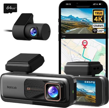 Відеореєстратор BORSLAB Dashcam Auto G980H 4K з GPS, WiFi, ADAS, нічне бачення, 170° та 24/7 паркування