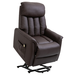 HOMCOM Electric Recliner Chair, TV Recliner with Lift Assist, Recliner with Lie-Flat Function, Faux Leather, Brown, 80 x 94 x 104 cm | Aosom