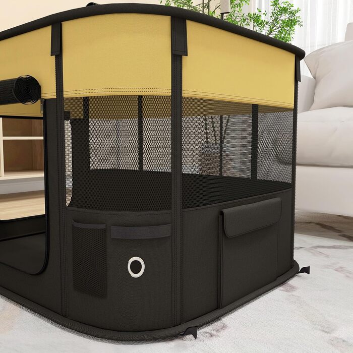 Клітка для собак PawHut, 94 x 74 x 60 см, розмір M, жовта, складана, з сумкою для зберігання