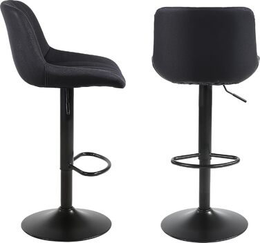 Youhauchair Adjustable Swivel Bar Stools with Backrest - PU Leather, Modern Kitchen Bar Stools (2-Pack, Black)