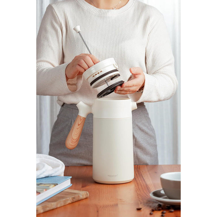 HEEMBURG French Coffee Press 1L - High-quality stainless steel thermal coffee maker | Double-walled insulated coffee press for perfect coffee & tea