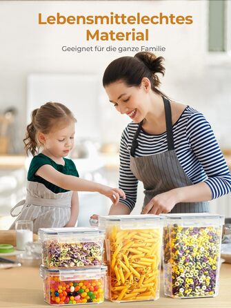 Набір контейнерів для зберігання FOHERE 16 шт. (2л, 1.45л, 0.8л) з кришкою, BPA-free, для кухні, з етикетками