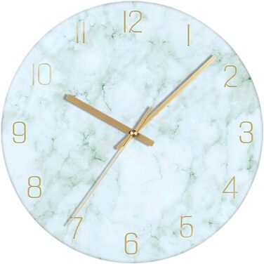 VIKMARI Glass Wall Clock Silent-Non Ticking Wall Clocks - Quality Quartz, Battery-Operated Round 12 Inch (Bracelet Style)
