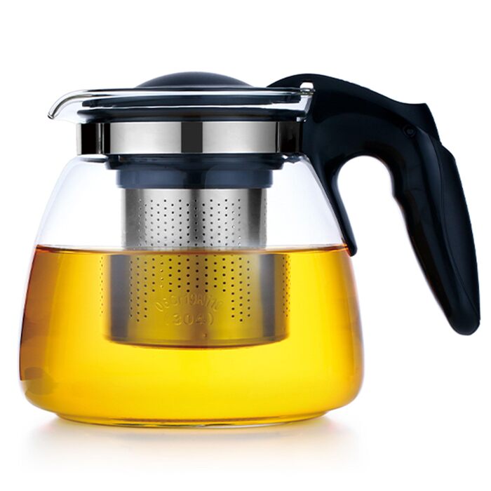 Чайник Lovegrace зі скла та нержавіючої сталі з ситом – стійкий до високих температур та придатний для миття в посудомийній машині, 900 мл