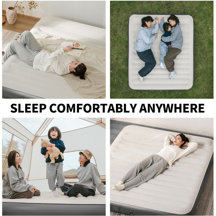 Надувна матрац Naturehike для 2 осіб з електричним насосом, 200x150x25 см. Самостійно надувається, преміум-якість. Ідеально для кемпінгу, дому та гостей. Колір: коричневий, сірий.