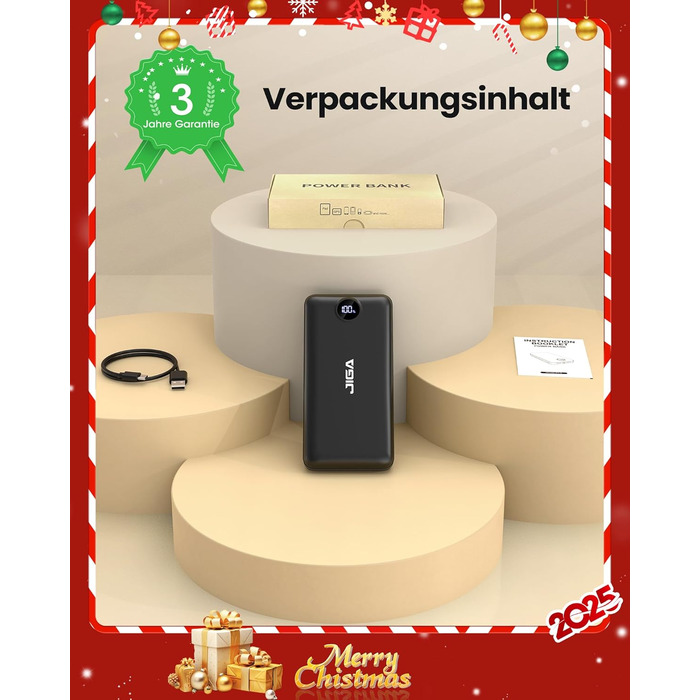 Power Bank 27000mAh з швидкою зарядкою 22.5W та PD20W, USB-C, для iPhone, Huawei, Samsung