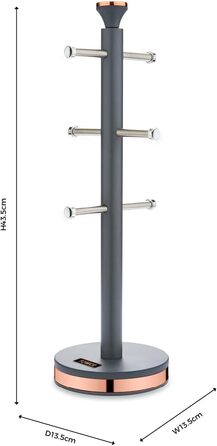 Tower T826132PNK Cavaletto Beaker Stand with Stainless Steel Stopper, Soft Base, Marshmallow Pink and Roségold (Grey and Roségold)