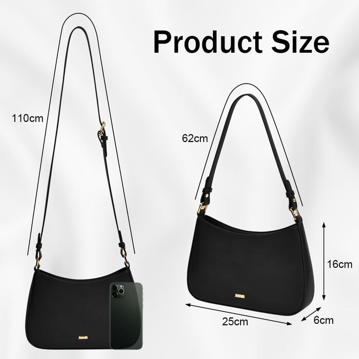 Сумка жіноча Aucuu через плече міні Hobo Bag Y2K чорна з PU шкіри для побачень та покупок