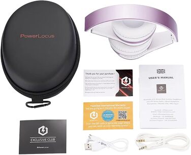 Бездротові навушники PowerLocus Over Ear Bluetooth з мікрофоном (Aux, для iPhone, Android, PC) білий/фіолетовий