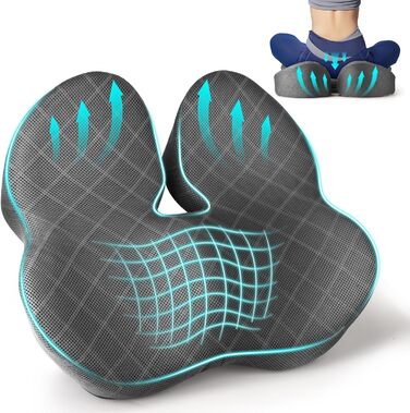 Подушка для сидіння Fwiull з Memory Foam - ергономічна, для авто, софи, офісу, темно-сіра