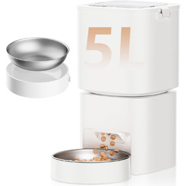 Автомат для годування котів та собак, 5л, розумний, білий. Програмоване годування 1-10 разів на день.