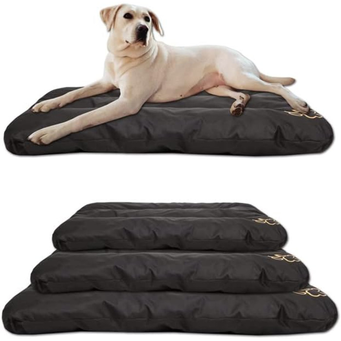 Матрац для собак, лежанка для собак великих, середніх та маленьких порід - вологостійкий килимок для собак, м'який лежак з піни, для вулиці та дому - 90x60x8 см (R2(100 x 70 см), чорний)