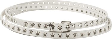 Жіночий пояс-скрутка з декоративними пірсингом та срібною застібкою, ширина 1,5 см (білий)