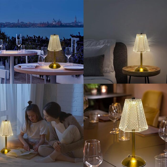 Настільна лампа Starnearby бездротова LED акумуляторна, золота, диммована сенсорна, 2 шт. для спальні, ресторану, офісу