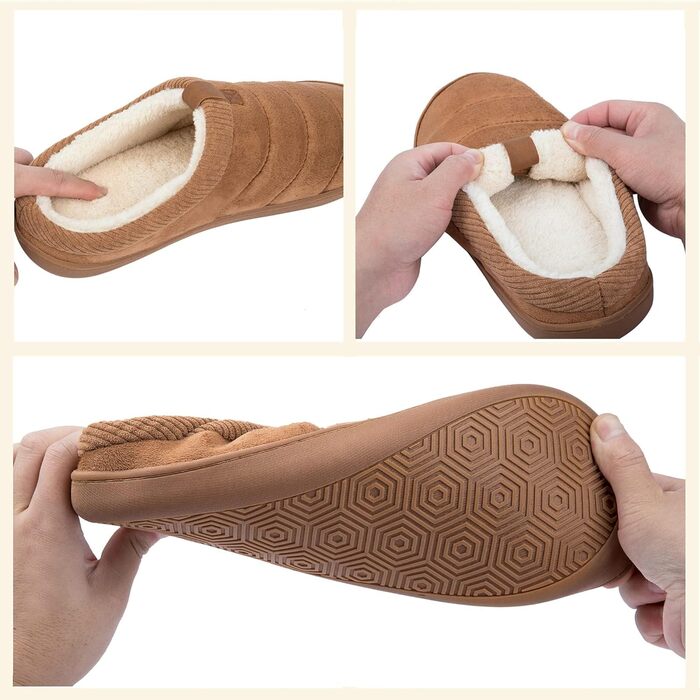 Чоловічі тапочки зимові теплі м'які з меморі-піною, неслизькі для дому та вулиці (41/42 EU, Коричневі)