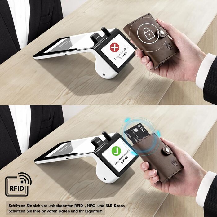 Тонкий гаманець TENBST з відділом для дрібниці, RFID захистом, з екошкіри, для чоловіків, автоматичний висувний картхолдер, коричневий, класичний