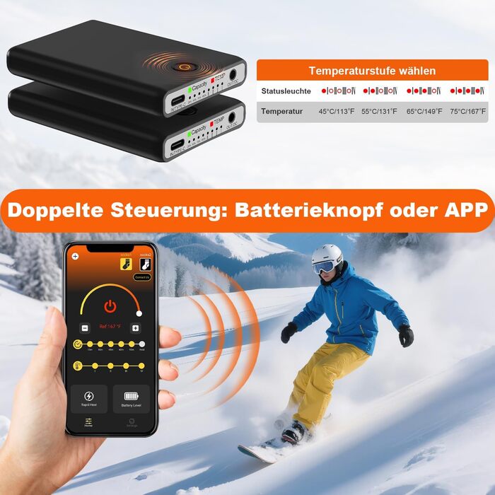 Гріючі шкарпетки з підігрівом, 8000 mAh, USB, з керуванням через додаток, для жінок та чоловіків, теплі зимові шкарпетки, різні кольори