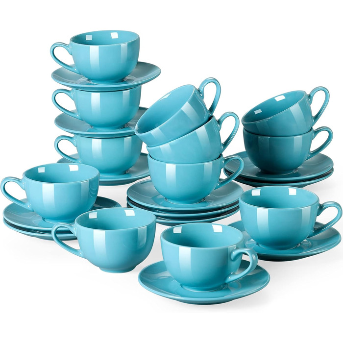 LOVECASA Кавовий сервіз з порцеляни, Sweet, 12-ти частинний (12 чашок з блюдцями), для 6 осіб, 230 мл, білий, VCP-CC13