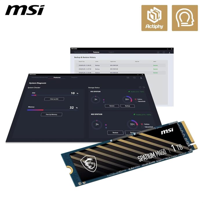 SSD MSI SPATIUM M450 1TB PCIe 4.0 NVMe M.2 - високопродуктивний накопичувач