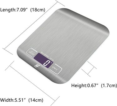 Кухонні ваги HomeFashion: високоточні, нержавіюча сталь, 5 кг, 1 г, LCD дисплей, функція тарування, 6 одиниць вимірювання, батарейки в комплекті