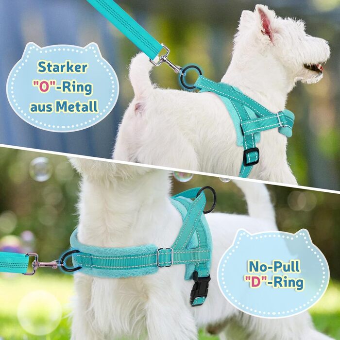 Шлейка для собак SlowTon з повідком, анти-тягнуча, регульована, світловідбиваюча, для цуценят, малих та середніх собак, безпечна, запобігає задушливості, зелена