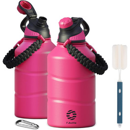 Fjbottle Stainless Steel Water Bottle 1900ML with Magnetic Lid, BPA FREE, Leak-Proof, Double-Walled Thermo Metal Bottle - Suitable for Carbonated Drinks, Sports Water Bottle for University, Fitness, Camping, Outdoor (Magenta)
