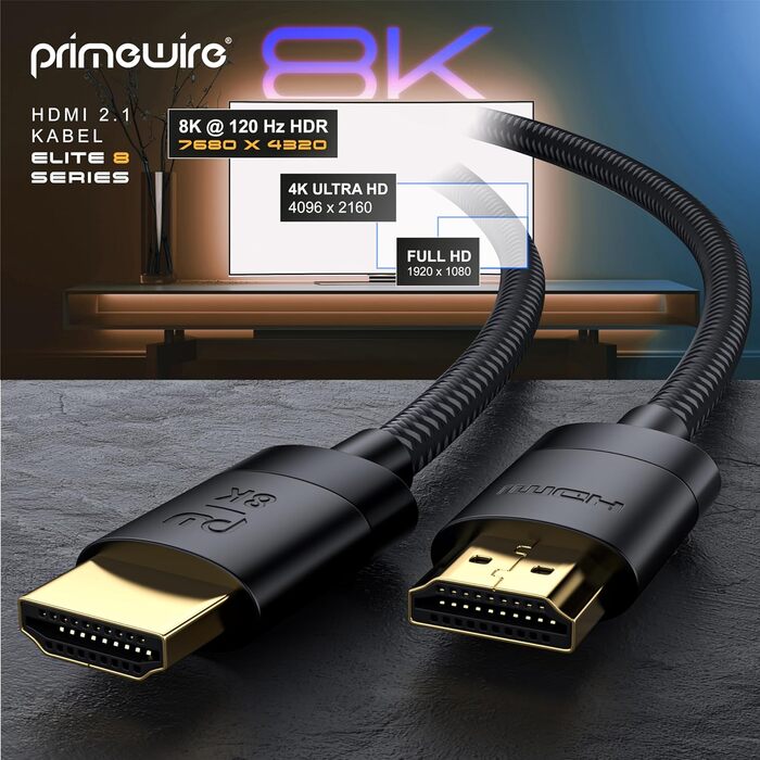 HDMI 2.1 кабель 8K/4K 3 метри - Ultra High Speed Ethernet - для TV, Blu-ray, PS5, Xbox, Switch (чорний)