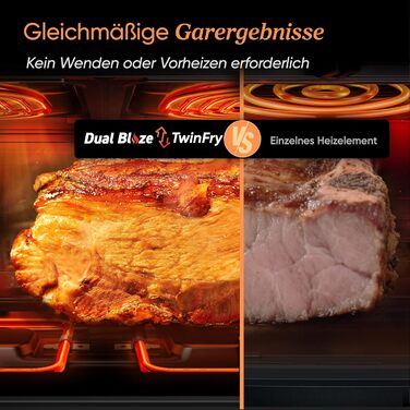 Фритюрниця COSORI Dual Blaze TwinFry 10L з 2 камерами, 4 нагрівальними елементами та регулюванням температури до 240°C (кремово-білий)
