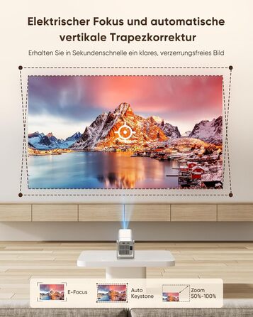 Mini проєктор Beamer з WiFi Bluetooth, 1080P Full HD, підтримкою Netflix, електричний, з автофокусом та автоматичною корекцією трапеції, 270° обертання для домашнього кінотеатру