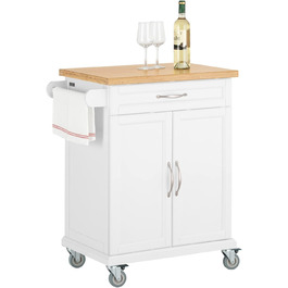 SoBuy Kitchen Trolley with Wheels - Kitchen Island with Countertop, Rolling Cart