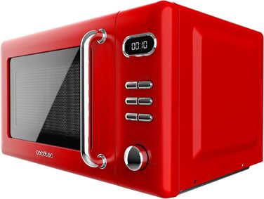 Мікрохвильова піч Cecotec Digitale Proclean 5110: 20 л, ретро-дизайн, 700 Вт, 8 програм, таймер 60 хв, червоний колір, функція грилю та розморожування