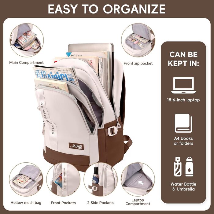 Шкільний рюкзак для підлітків дівчаток, 2025, для школи, гімназії, старшої школи, 26L, Khaki