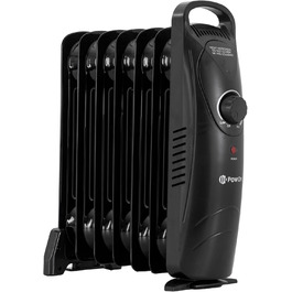 Електричний масляний радіатор PowOn 600W, 7 ребер, 30x14x38 см - енергозберігаючий опалювач