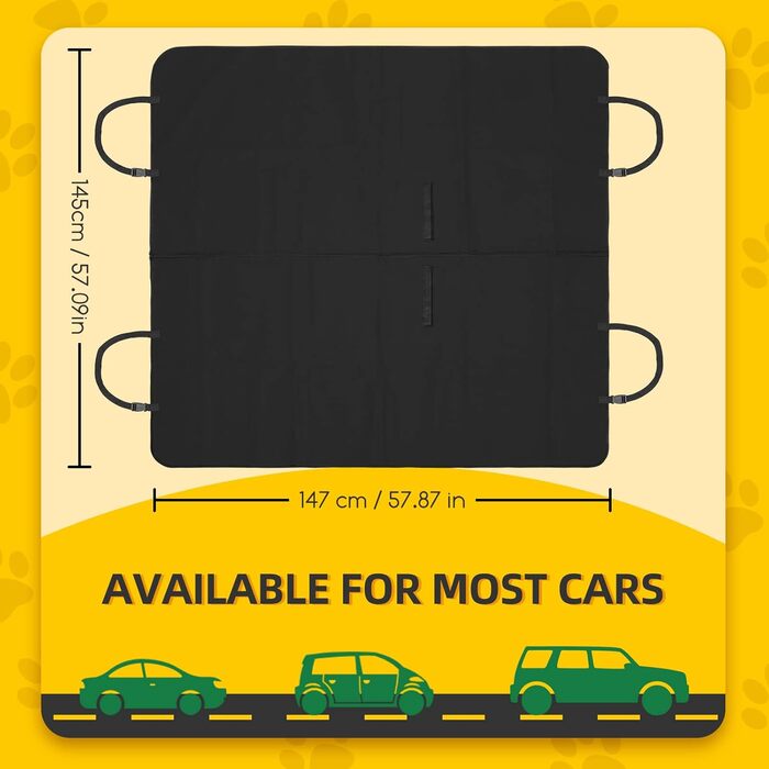 Захисний чохол для автокрісла для собак Nobleza, водонепроникний, 147x145 см, чорний