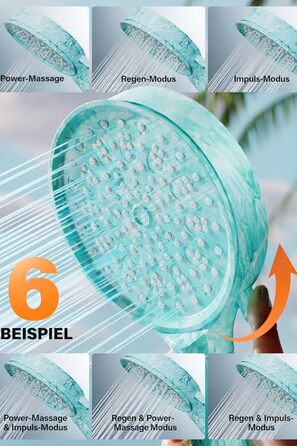 Фільтр для душу Cobbe з шлангом, душова лійка високого тиску з 6 режимами, економна водозбережна душова лійка з фільтром від вапняку, чорна (зелена)