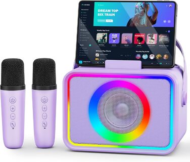 Караоке Машина з 2 Мікрофонами: Портативна Bluetooth Колонка для Караоке з Мікрофонами - Ідеальний Подарунок для Дорослів та Дітей