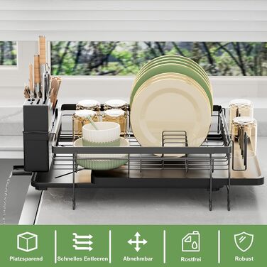 Підставка для посуду ROTTOGOON 2-рівнева з нержавіючої сталі, чорна, для кухонної стільниці