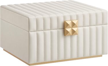 SONGMICS HOME ANAH: Шкатулка для прикрас з дзеркалом, 2 ящики, білий колір, 21.5 x 24 x 13.5 см